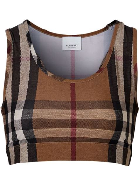 burberry plaid crop top|farfetch burberry tops.